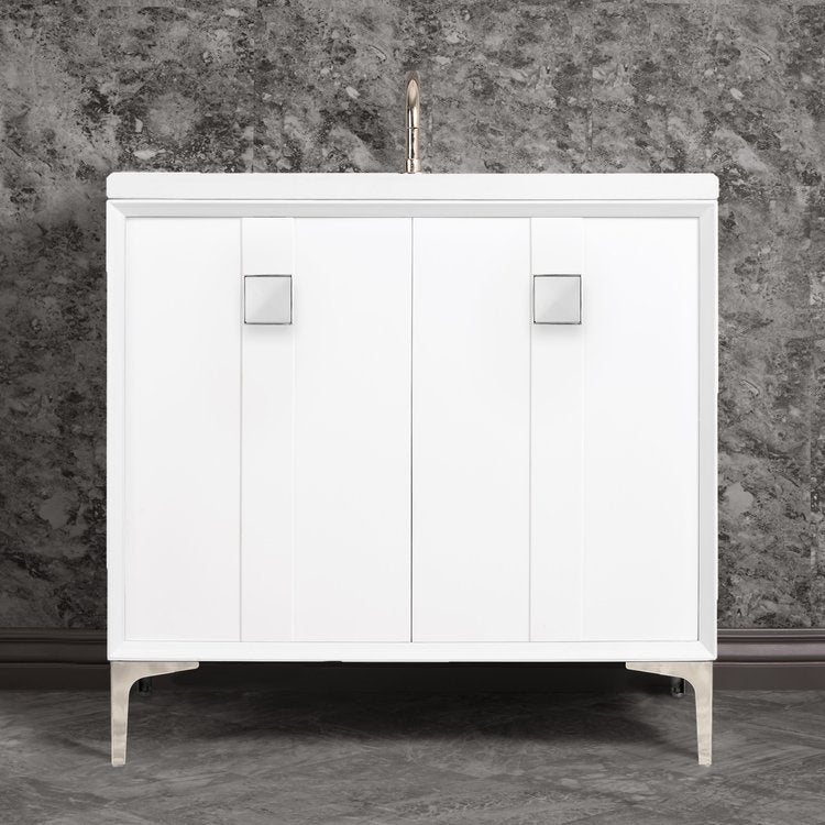Linkasink Tuxedo with 3" White Prism Artisan Glass Prism Hardware Vanity