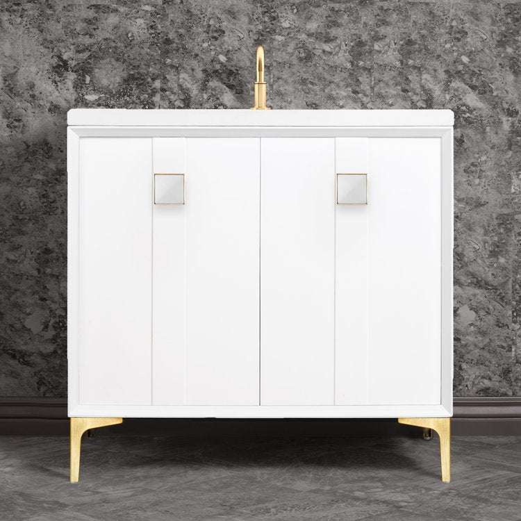 Linkasink Tuxedo with 3" White Prism Artisan Glass Prism Hardware Vanity