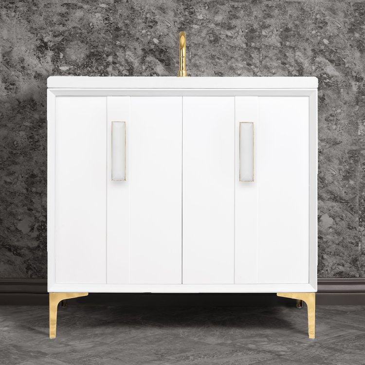 Linkasink Tuxedo with 8" White Prism Artisan Glass Prism Hardware Vanity