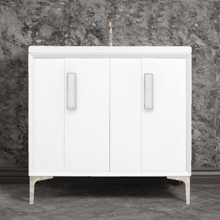 Linkasink Tuxedo with 8" White Prism Artisan Glass Prism Hardware Vanity