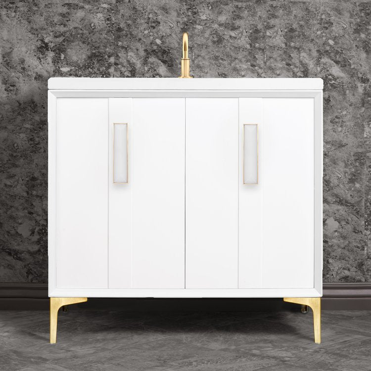 Linkasink Tuxedo with 8" White Prism Artisan Glass Prism Hardware Vanity