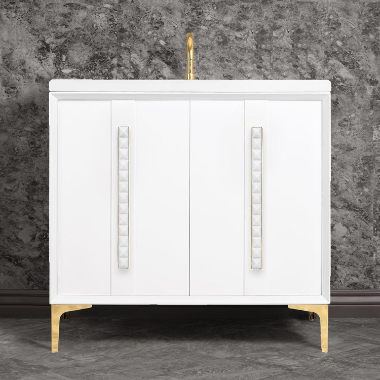 Linkasink Tuxedo with 18" White Prism Artisan Glass Pyramid Hardware Vanity