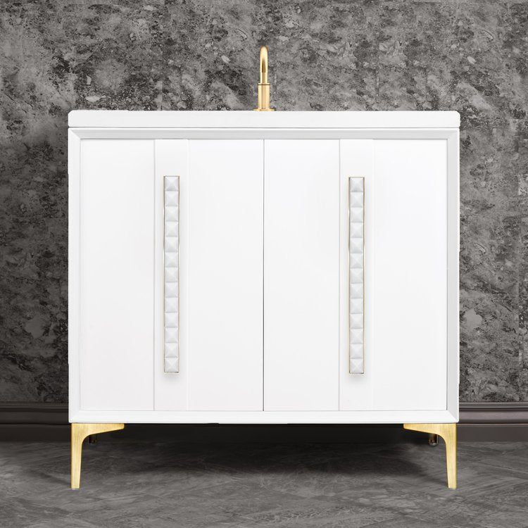 Linkasink Tuxedo with 18" White Prism Artisan Glass Pyramid Hardware Vanity