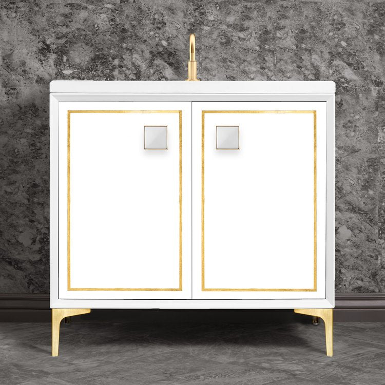 Linkasink Linea with 3" White Prism Artisan Glass Prism Hardware Vanity