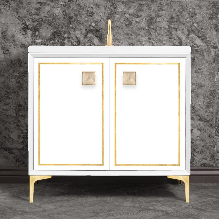 Linkasink Linea with 3" Eglomise Artisan Glass Prism Hardware Vanity