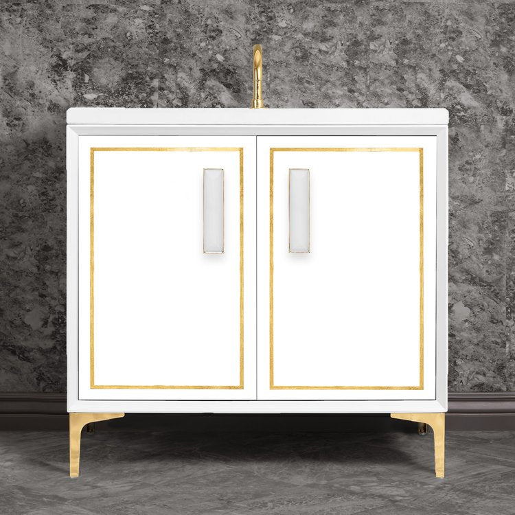 Linkasink Linea with 8" White Prism Artisan Glass Prism Hardware Vanity
