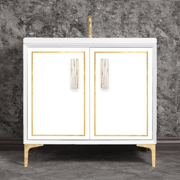 Linkasink Linea with 8" White Tiger Artisan Glass Prism Hardware Vanity