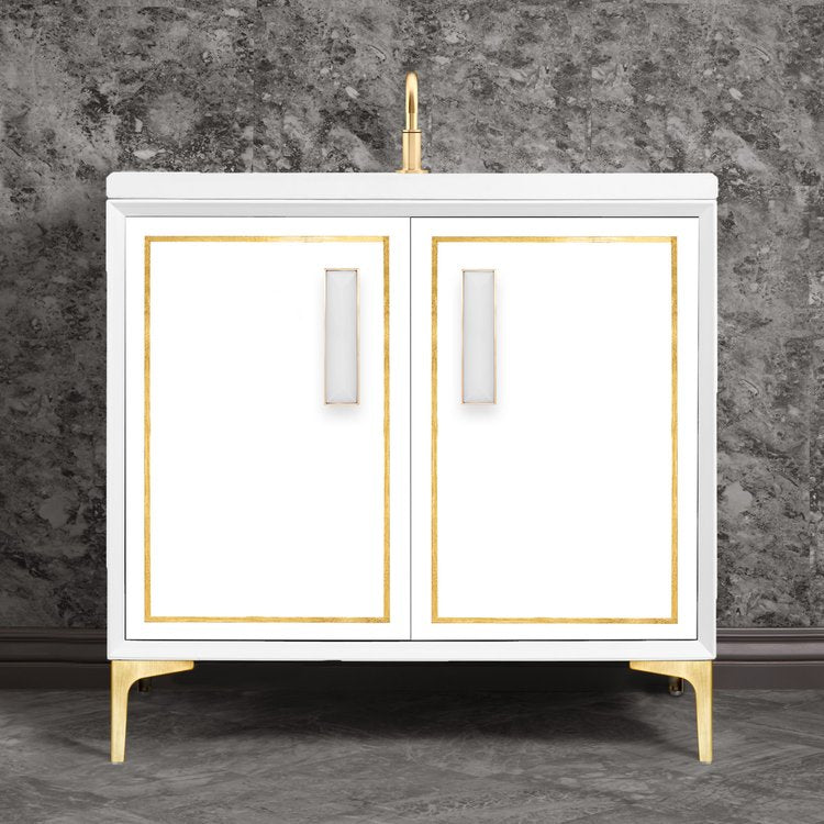 Linkasink Linea with 8" White Prism Artisan Glass Prism Hardware Vanity