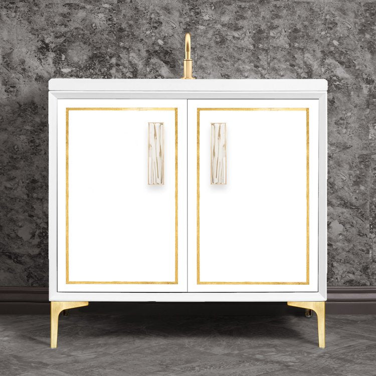 Linkasink Linea with 8" White Tiger Artisan Glass Prism Hardware Vanity