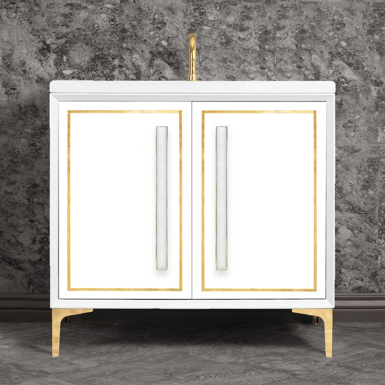 Linkasink Linea with 18" White Prism Artisan Glass Prism Hardware Vanity