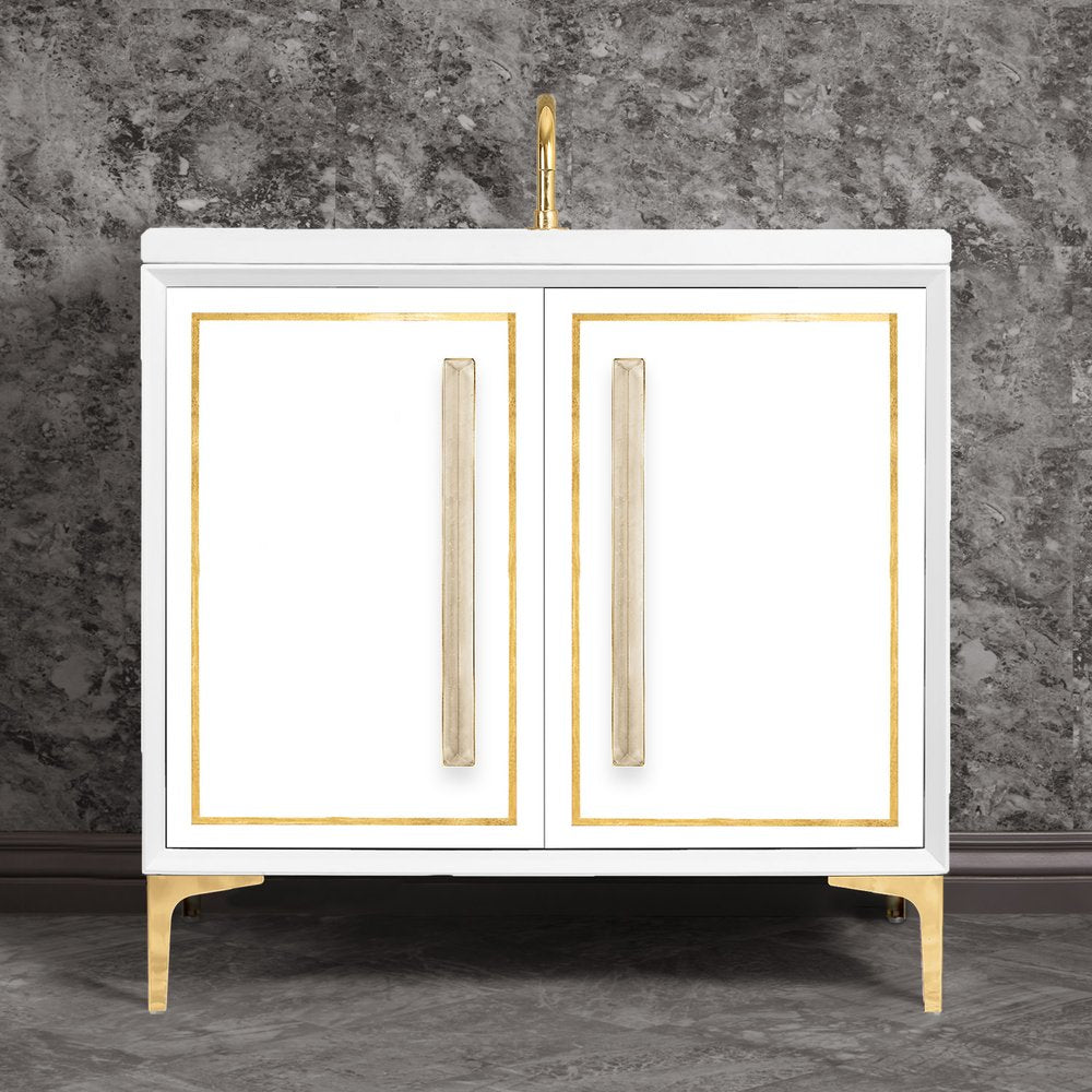 polished brass with eglomisé prism glass vanity