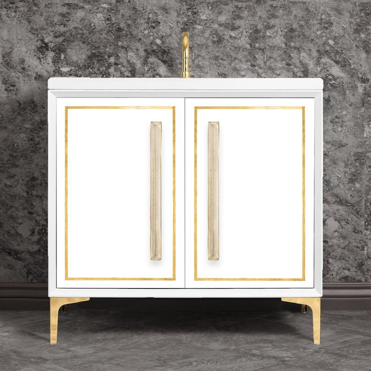 Linkasink Linea with 18" Eglomise Artisan Glass Prism Hardware Vanity