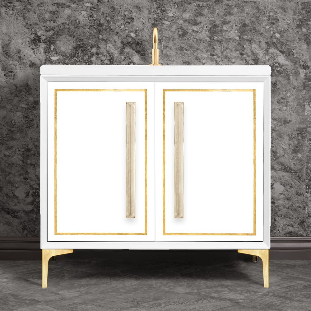 satin brass with eglomisé prism glass vanity