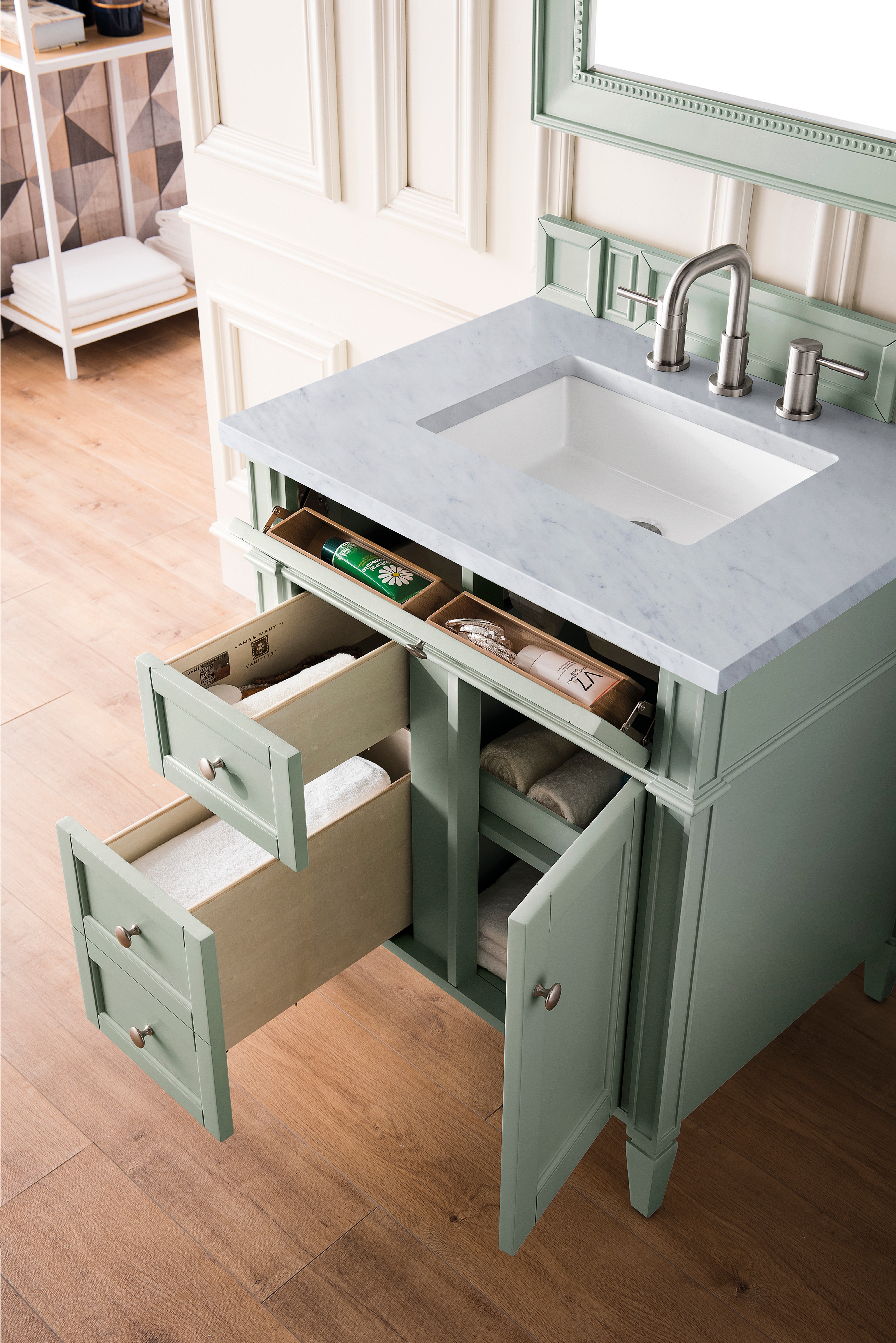 carrara marble top vanity