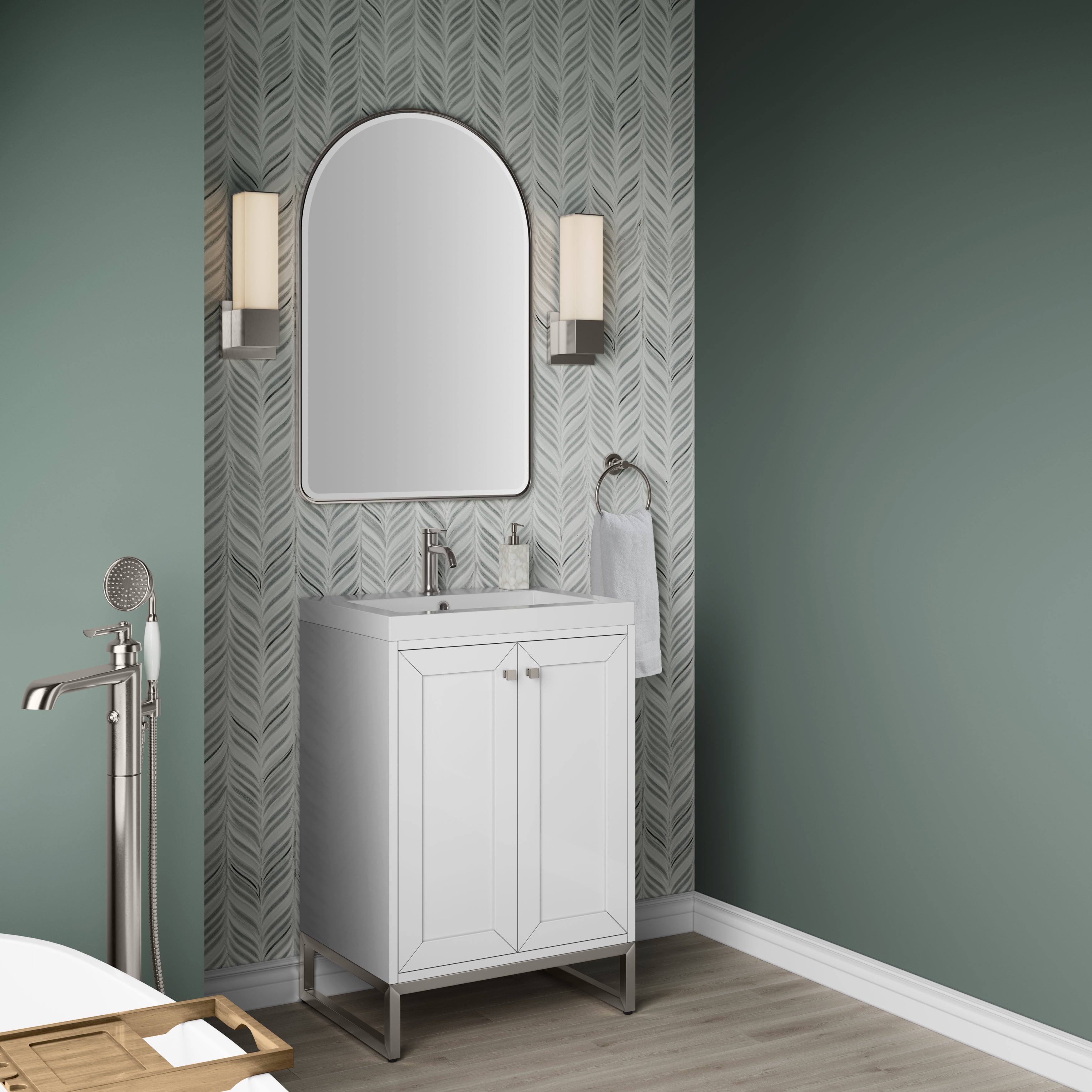 glossy white vanity