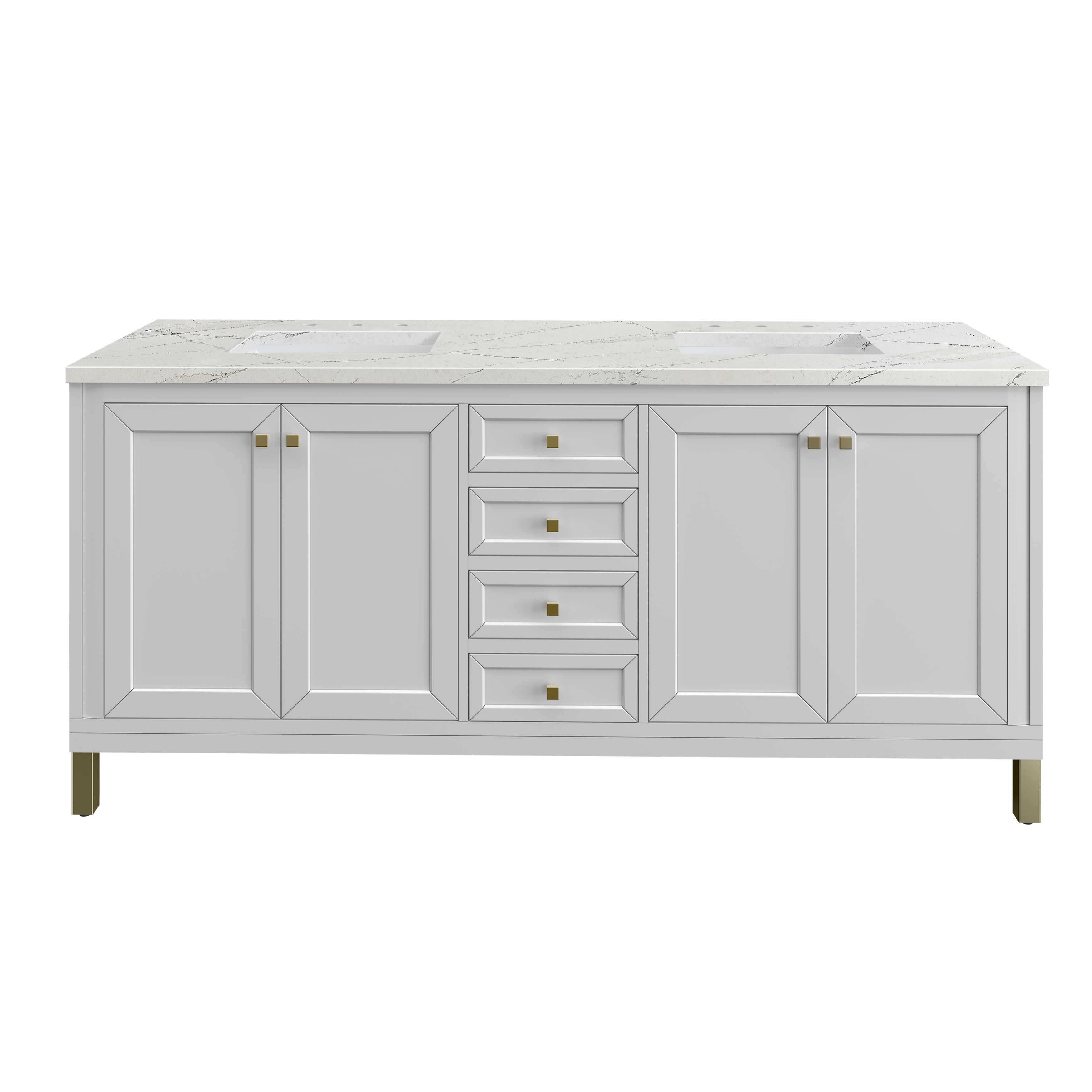 James Martin Vanities Chicago 72" Double Vanity - Glossy White