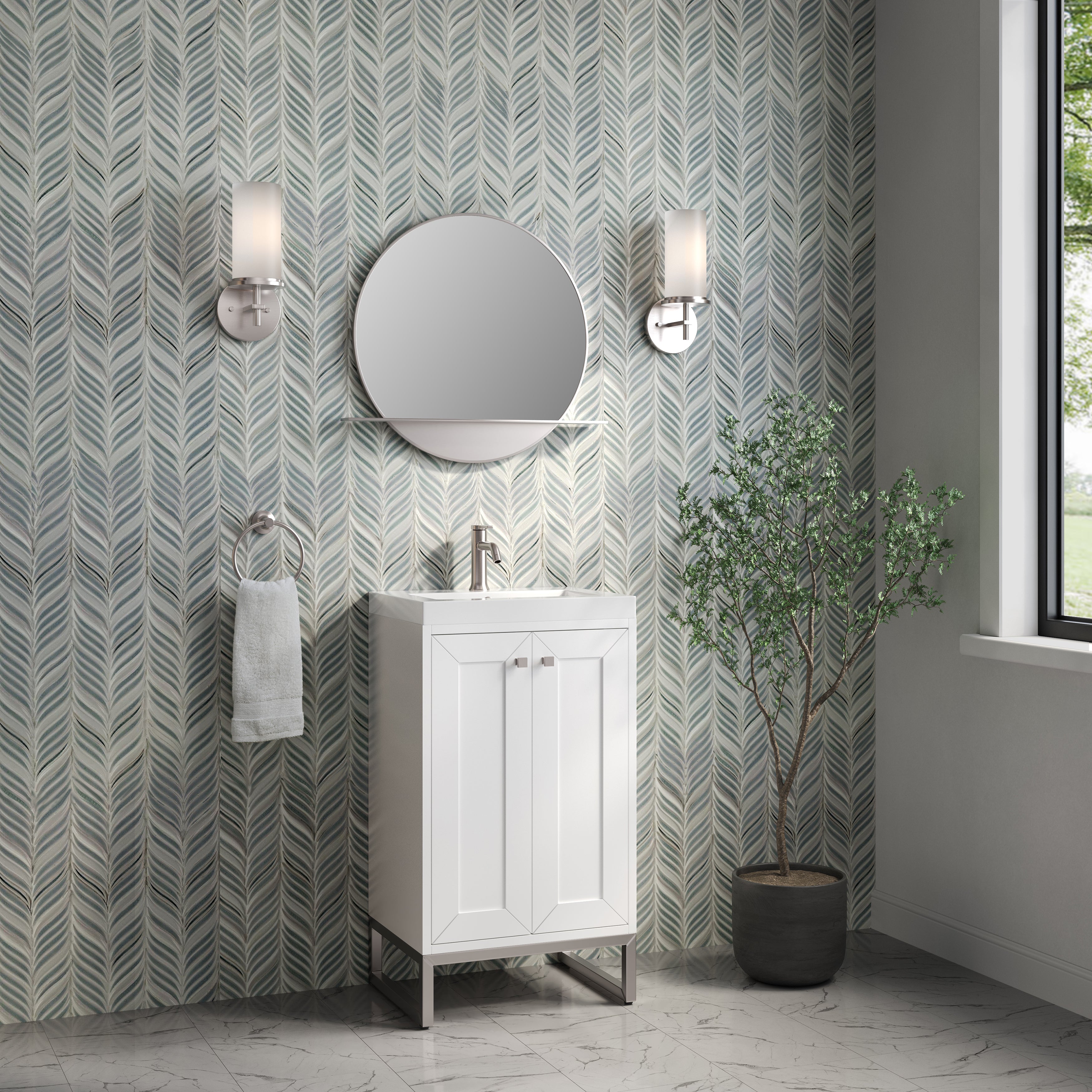 glossy white vanity
