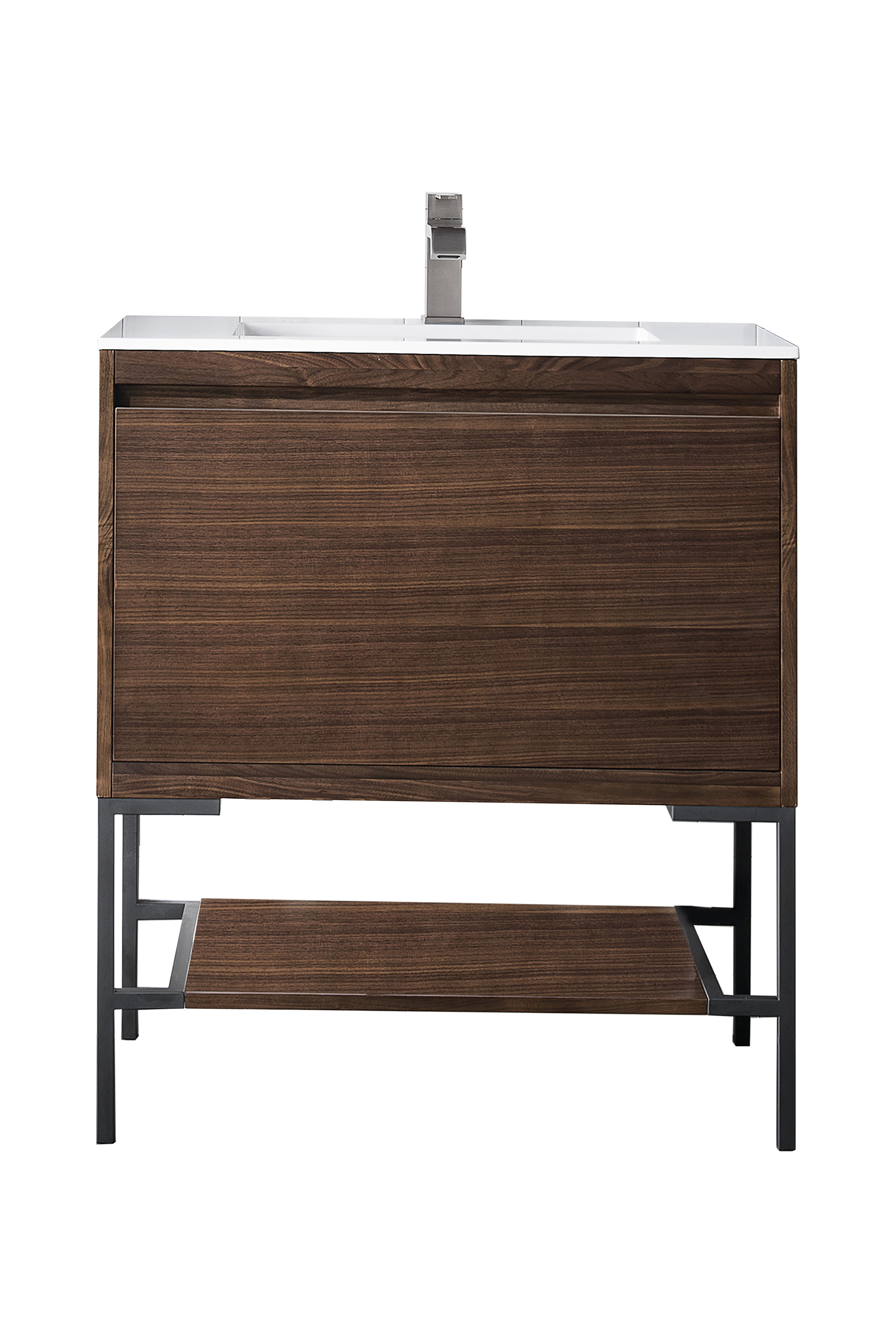 James Martin Vanities Mantova 31.5" Single Vanity - Mid-Century Walnut - Matte Black Base