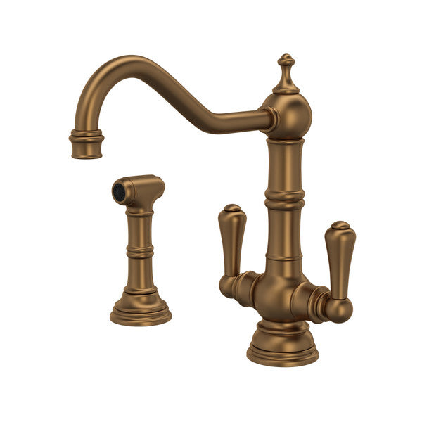 Rohl Edwardian Two Handle Kitchen Faucet with Side Spray