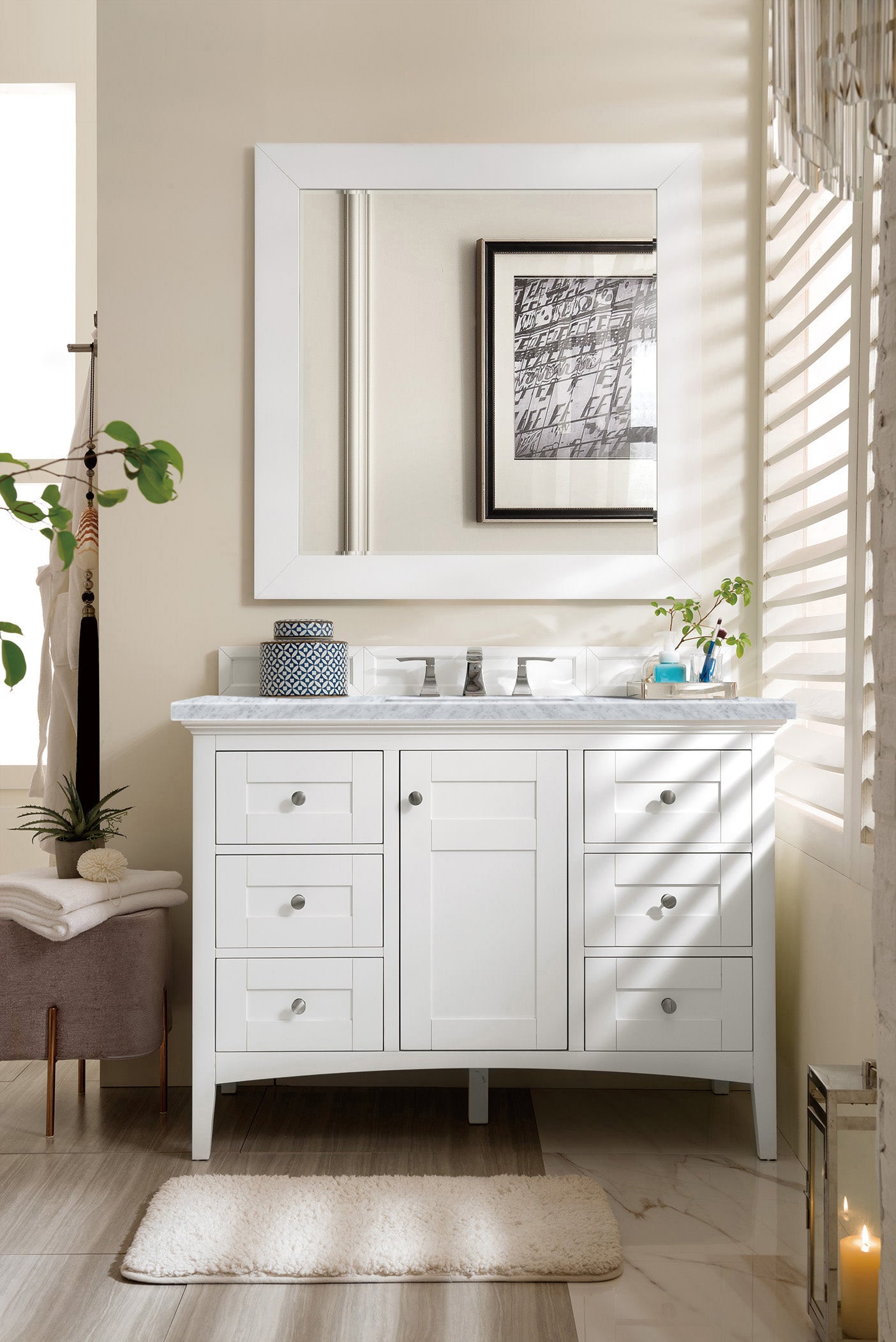 James Martin Vanities Palisades 48" Single Vanity - Bright White