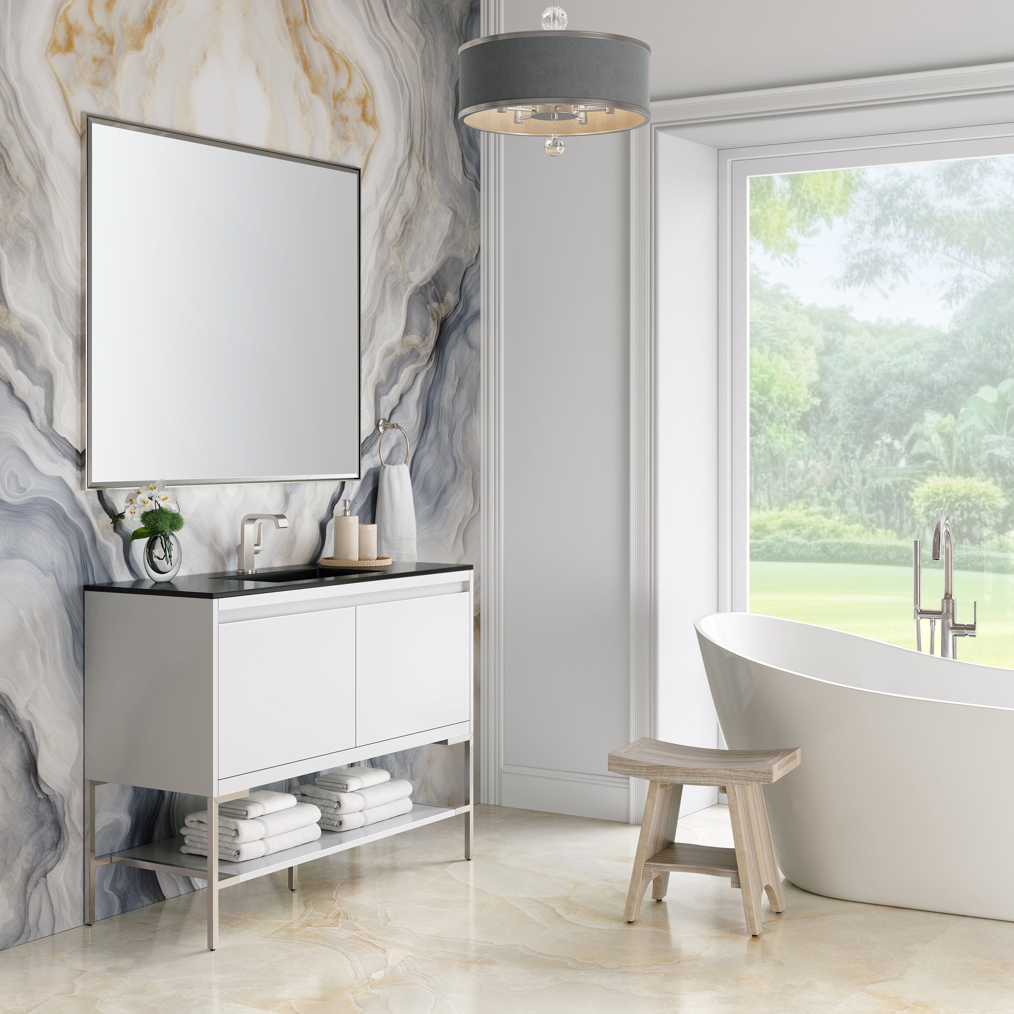 charcoal black composite stone top vanity