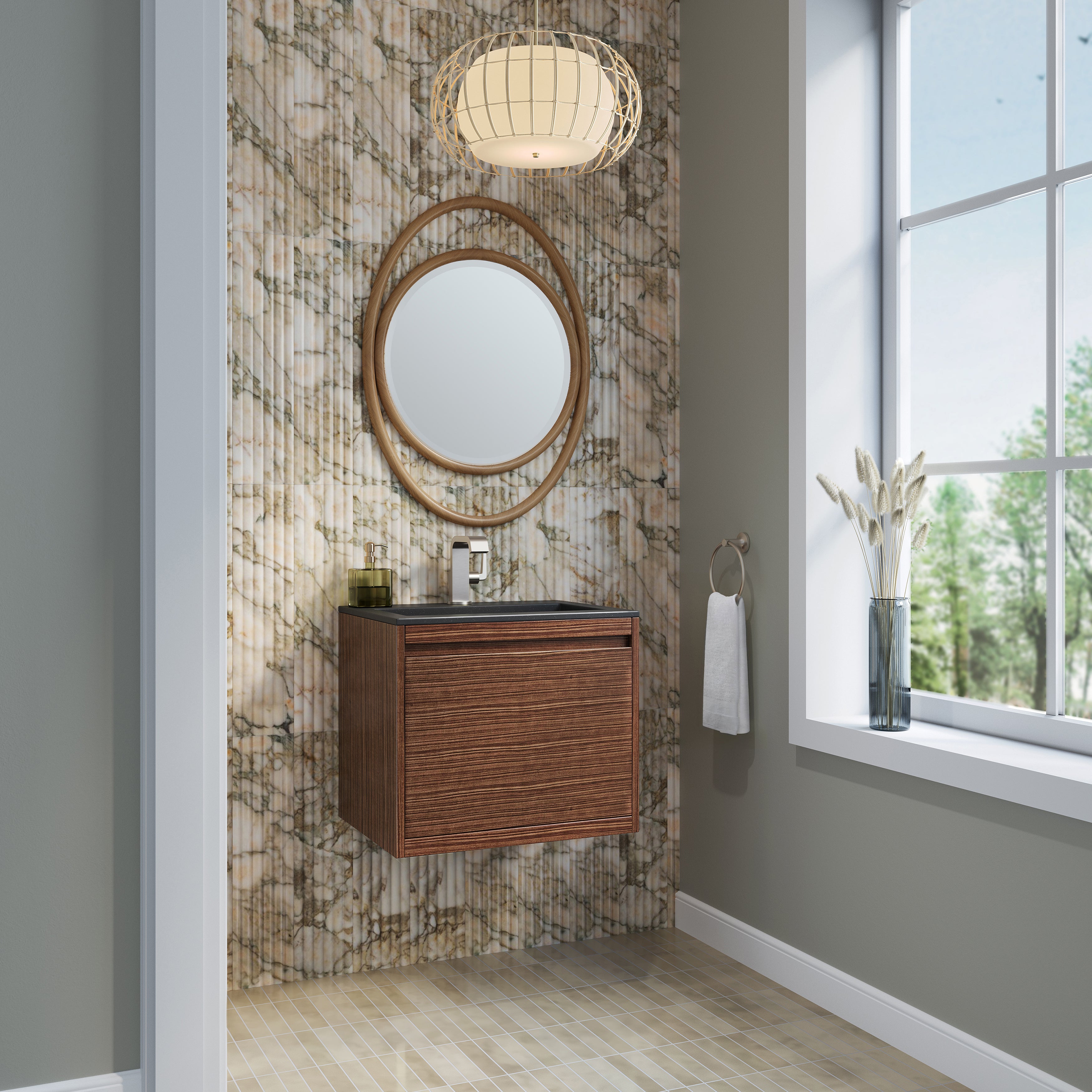 charcoal black composite stone top vanity