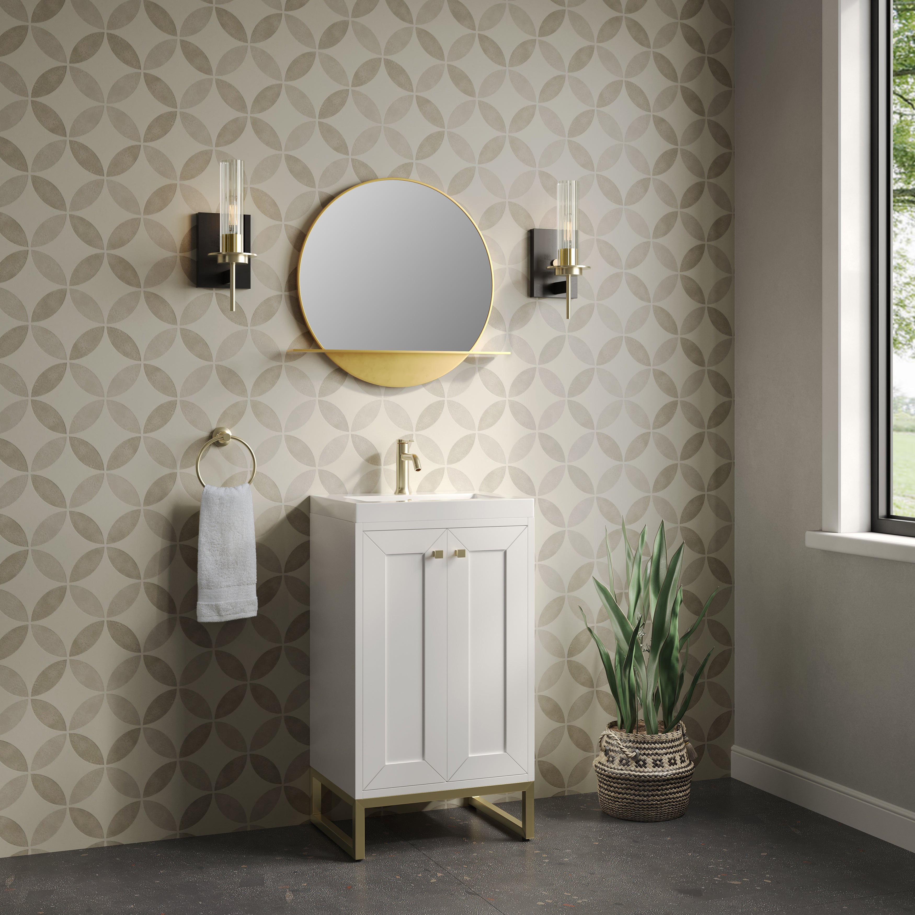 glossy white vanity