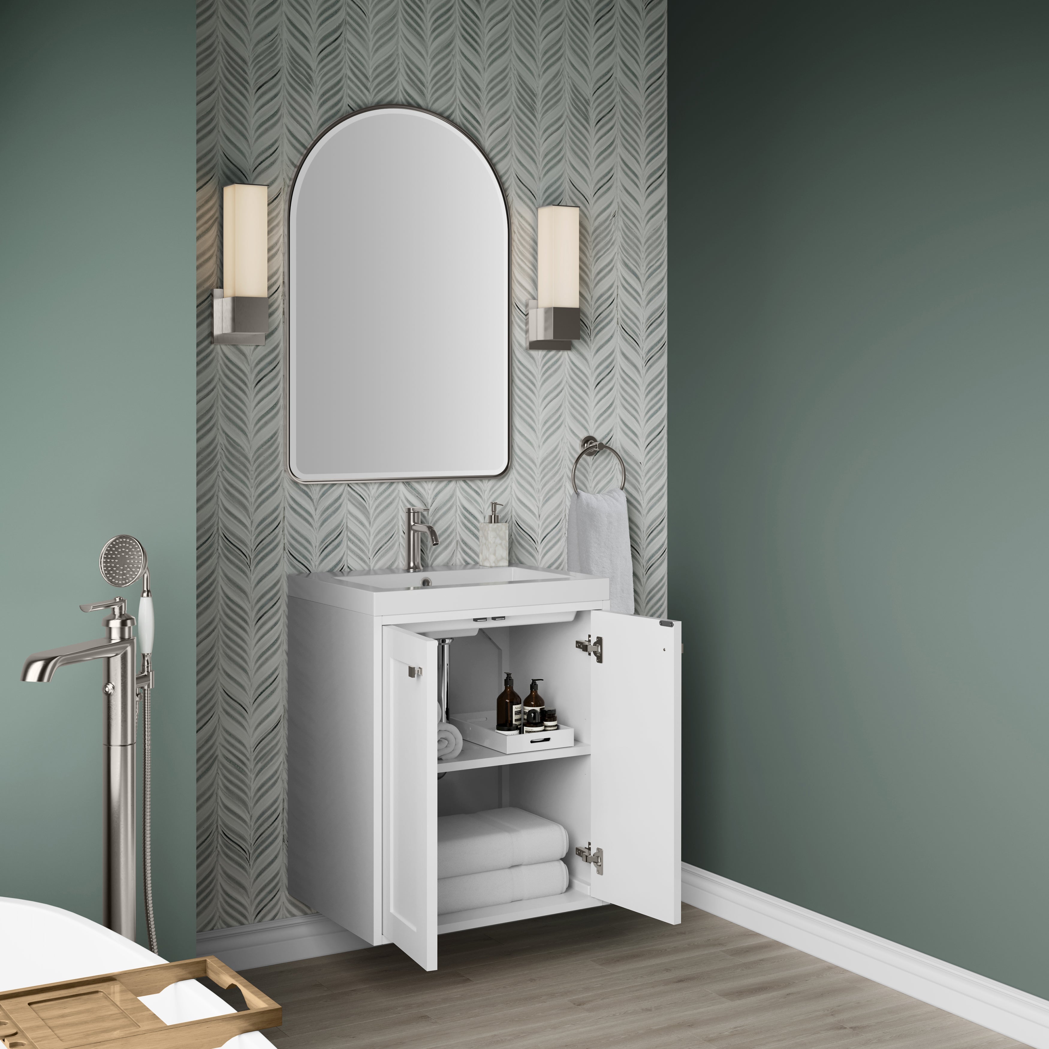 glossy white vanity