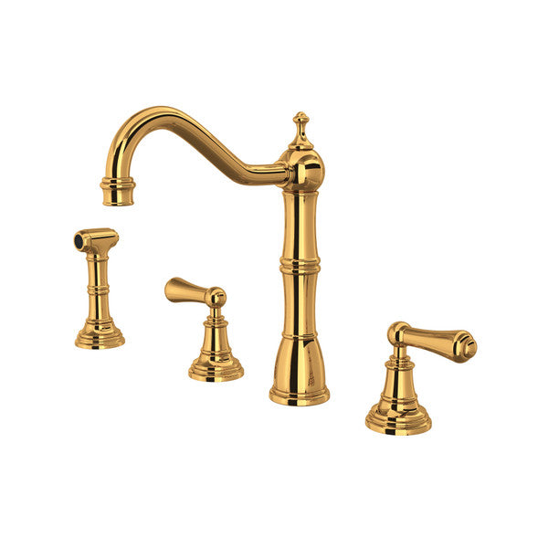 Rohl Edwardian Two Handle Kitchen Faucet with Side Spray
