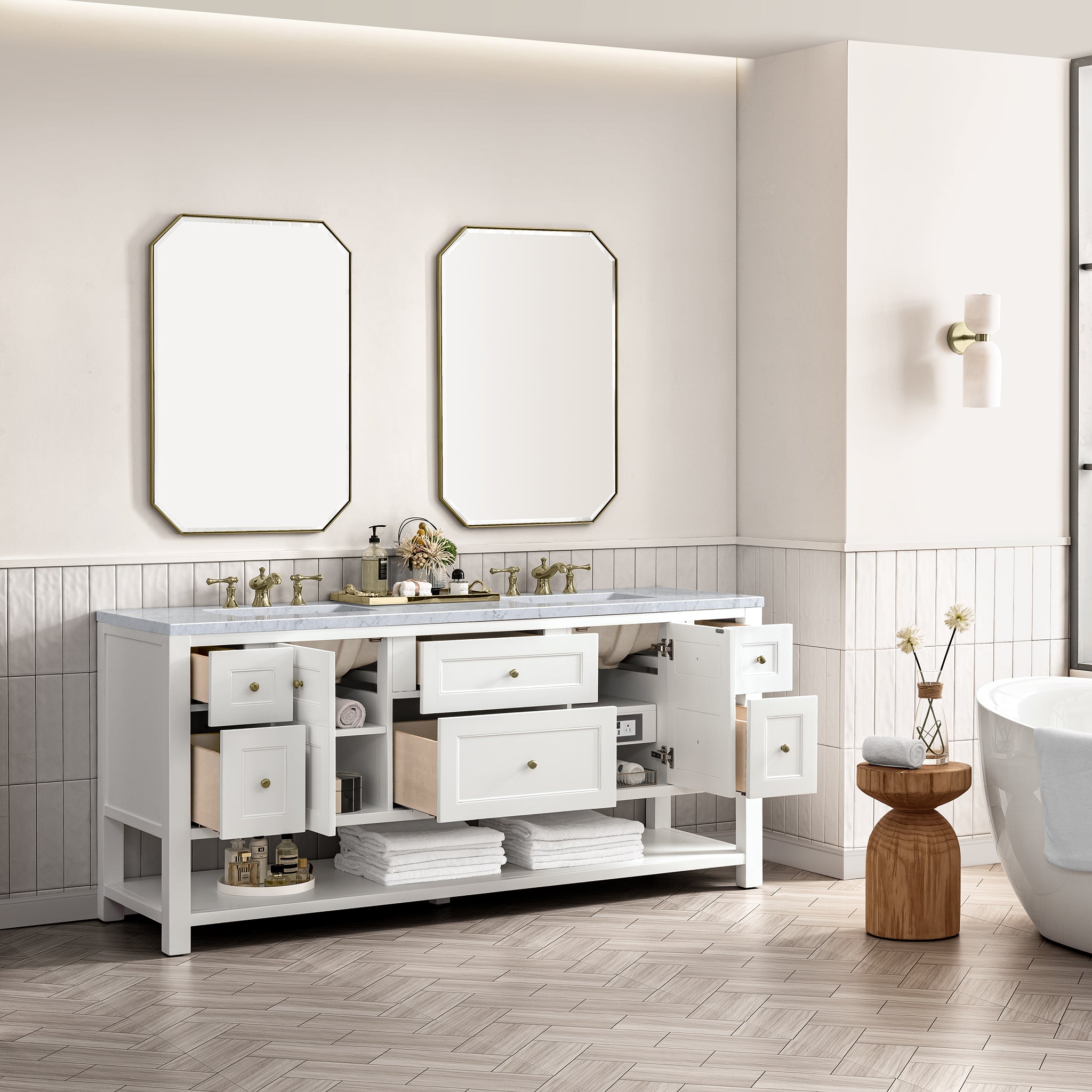 carrara marble top vanity