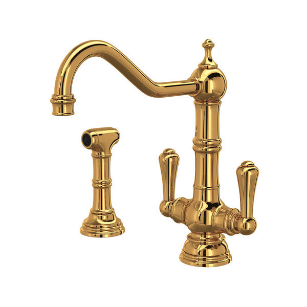 Rohl Edwardian Two Handle Kitchen Faucet with Side Spray