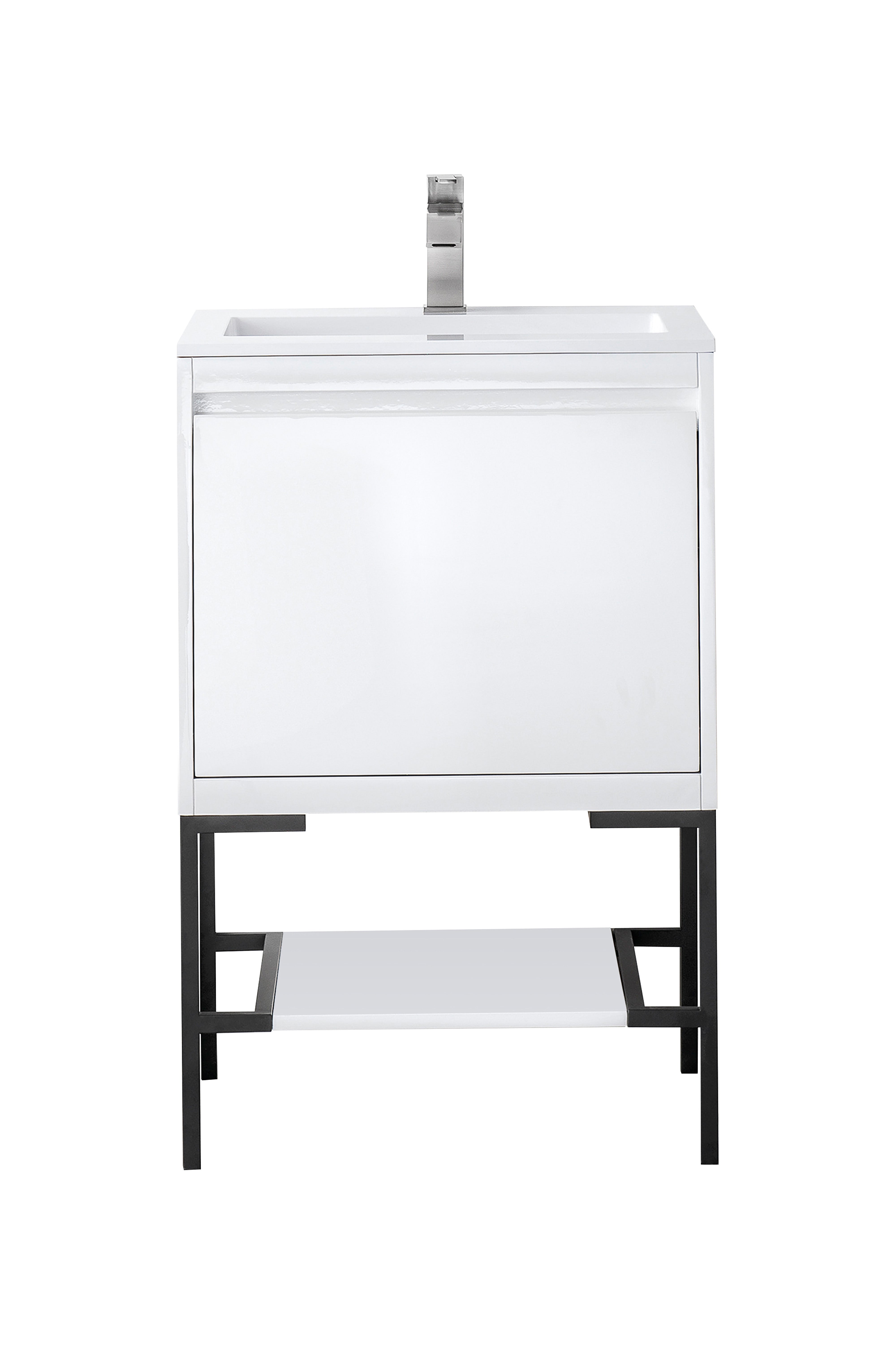 James Martin Vanities Mantova 23.6" Single Vanity - Glossy White - Matte Black Base