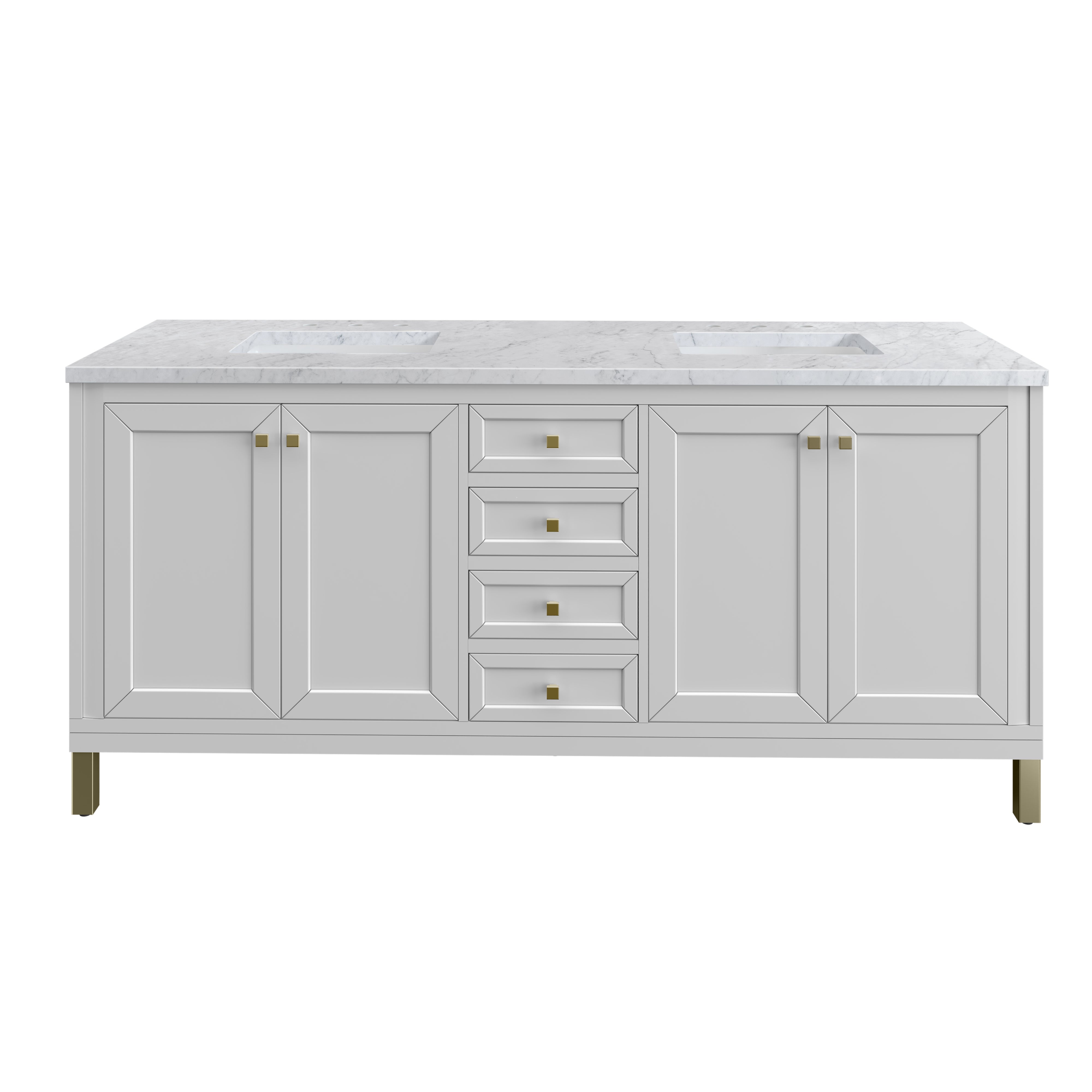 James Martin Vanities Chicago 72" Double Vanity - Glossy White