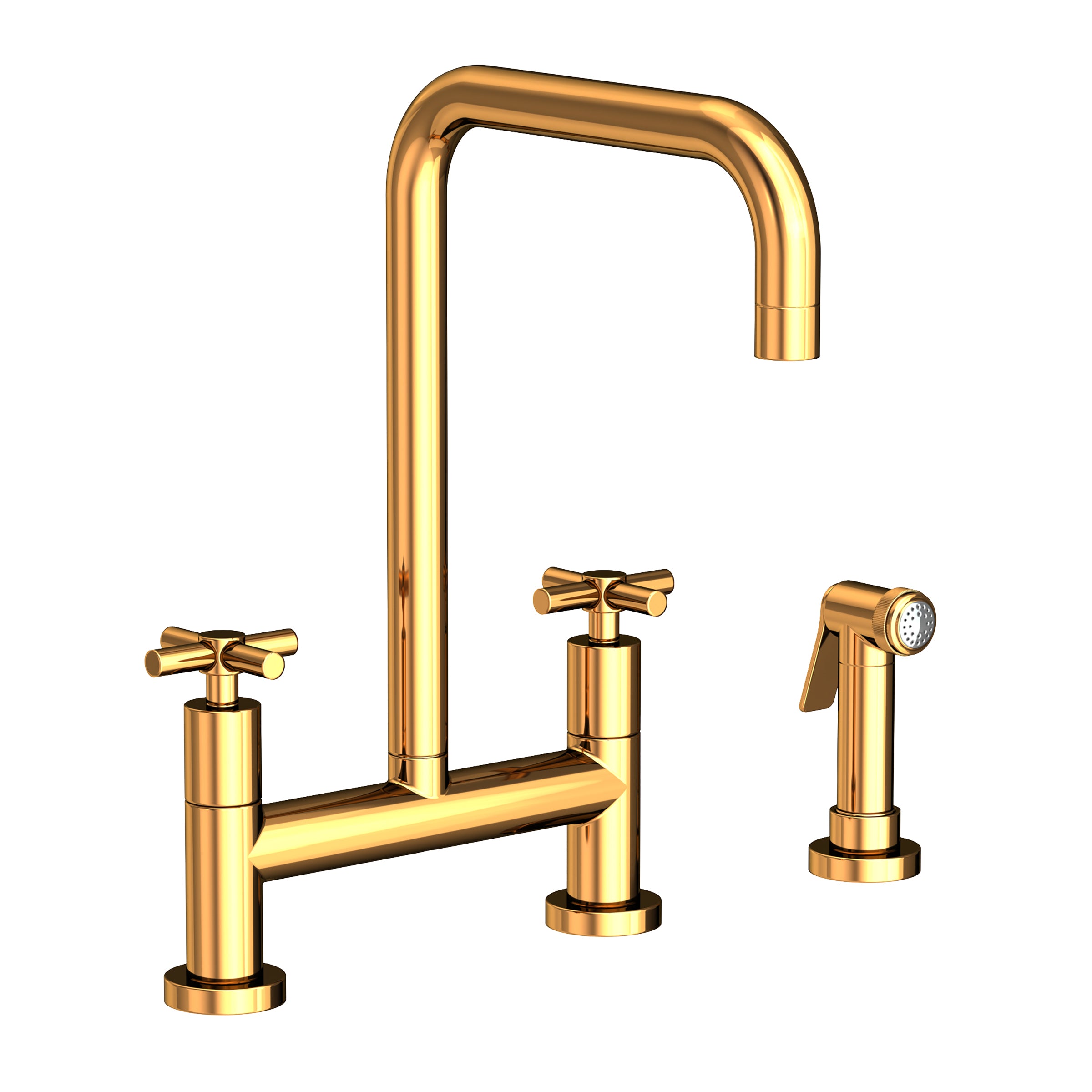 Newport Brass East Square Kitchen Bridge Faucet with Side Spray