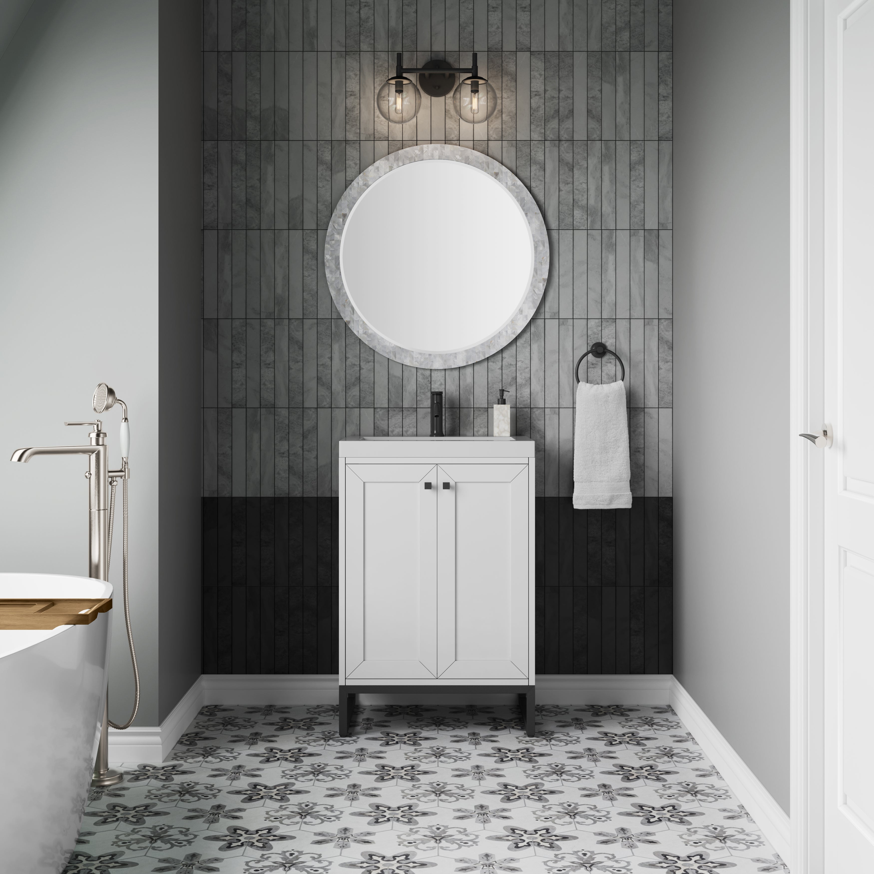 glossy white vanity