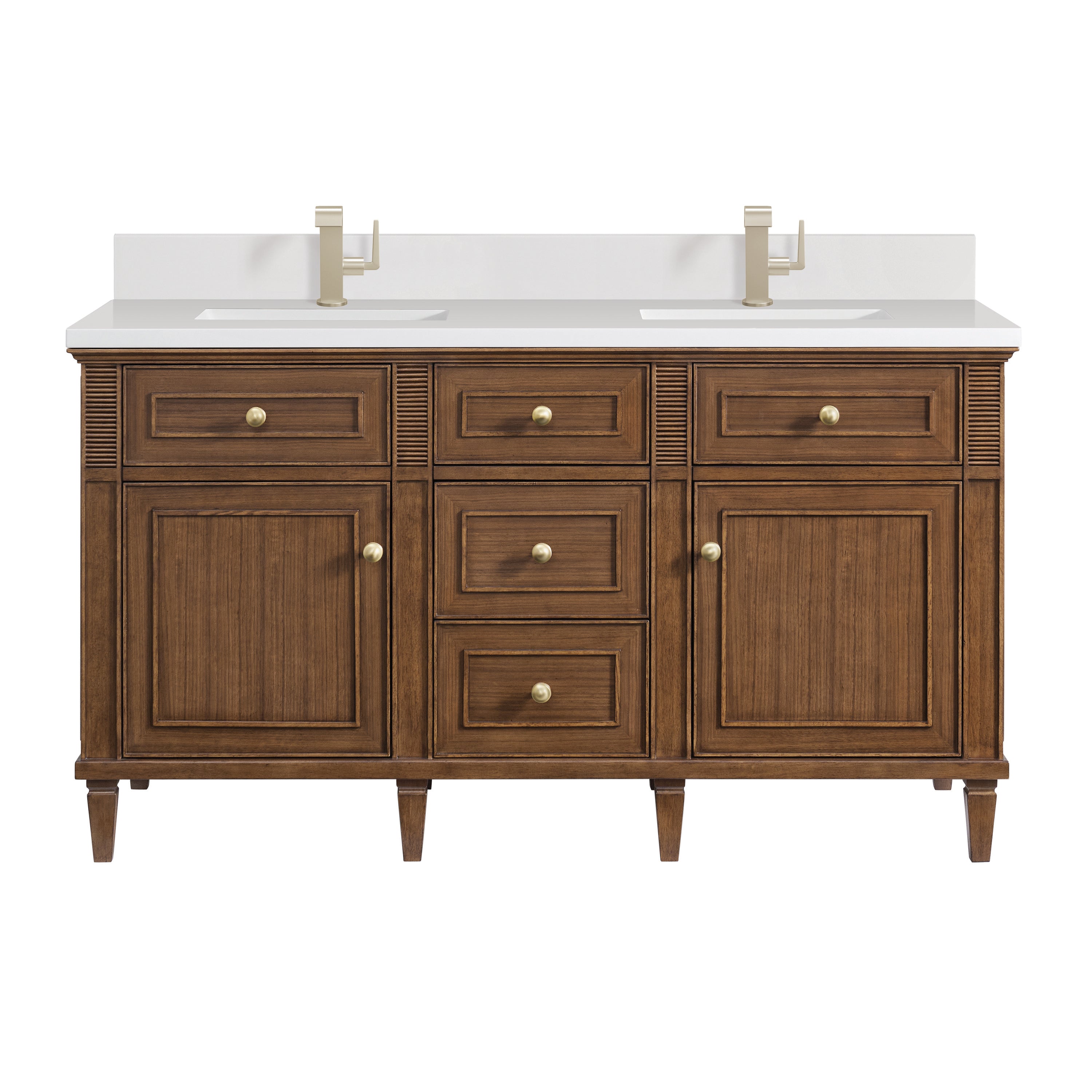 James Martin Vanities Lorelai 60" Double Vanity - Mid-Century Walnut