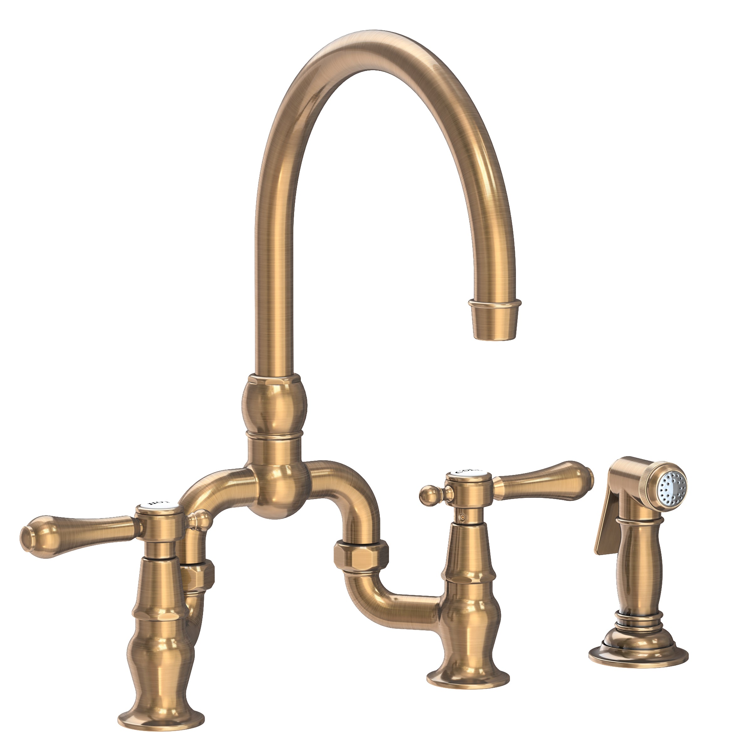 Newport Brass Chesterfield Kitchen Bridge Faucet with Side Spray