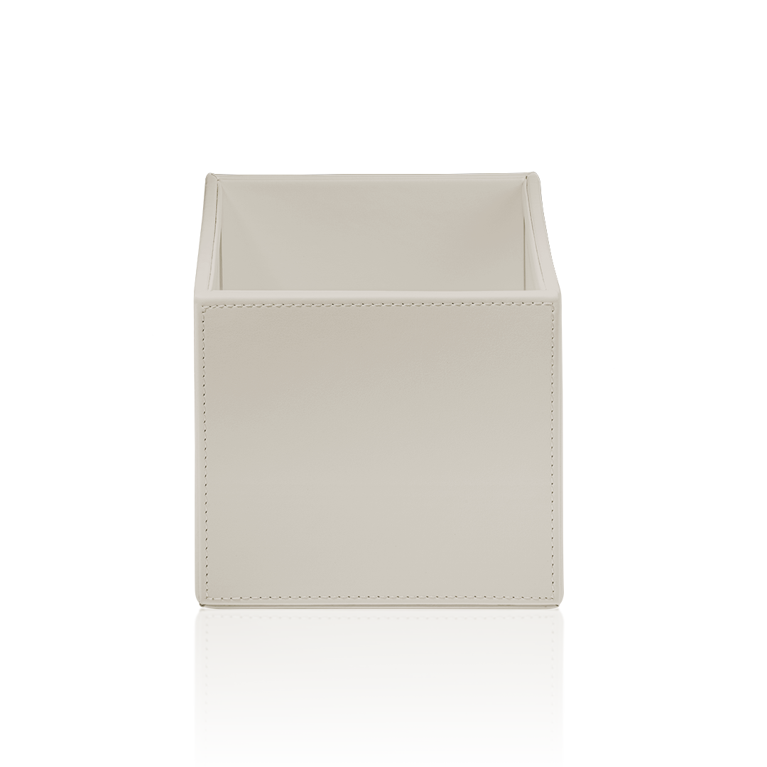 artificial leather beige utensil box small