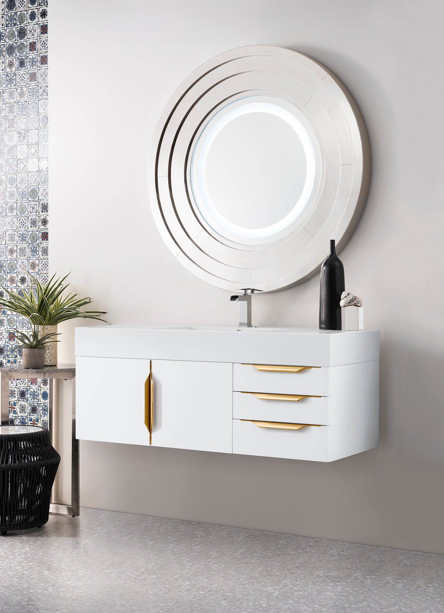 glossy white vanity