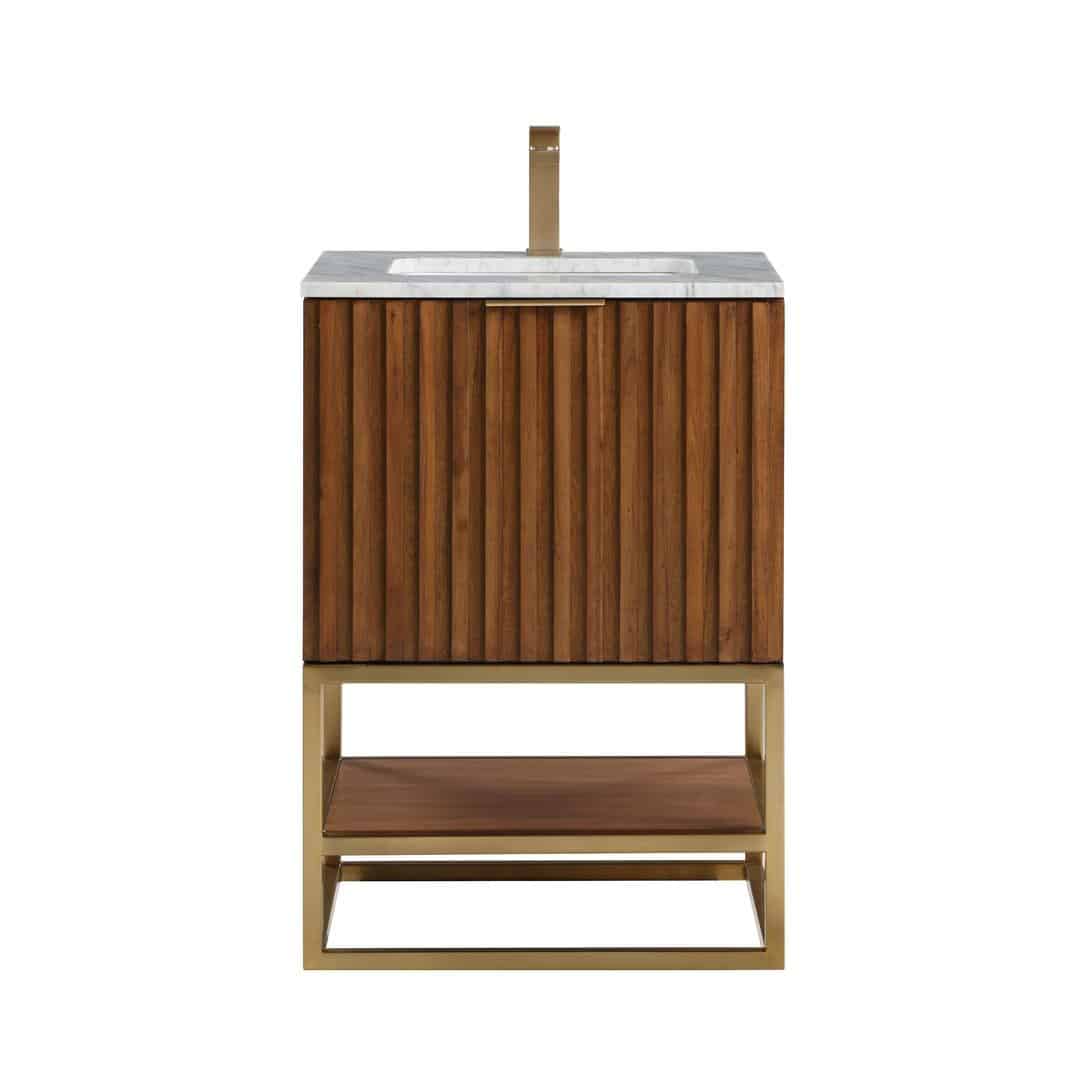 Bemma Terra 24" Single Bathroom Vanity Set Walnut with Satin Brass Trim