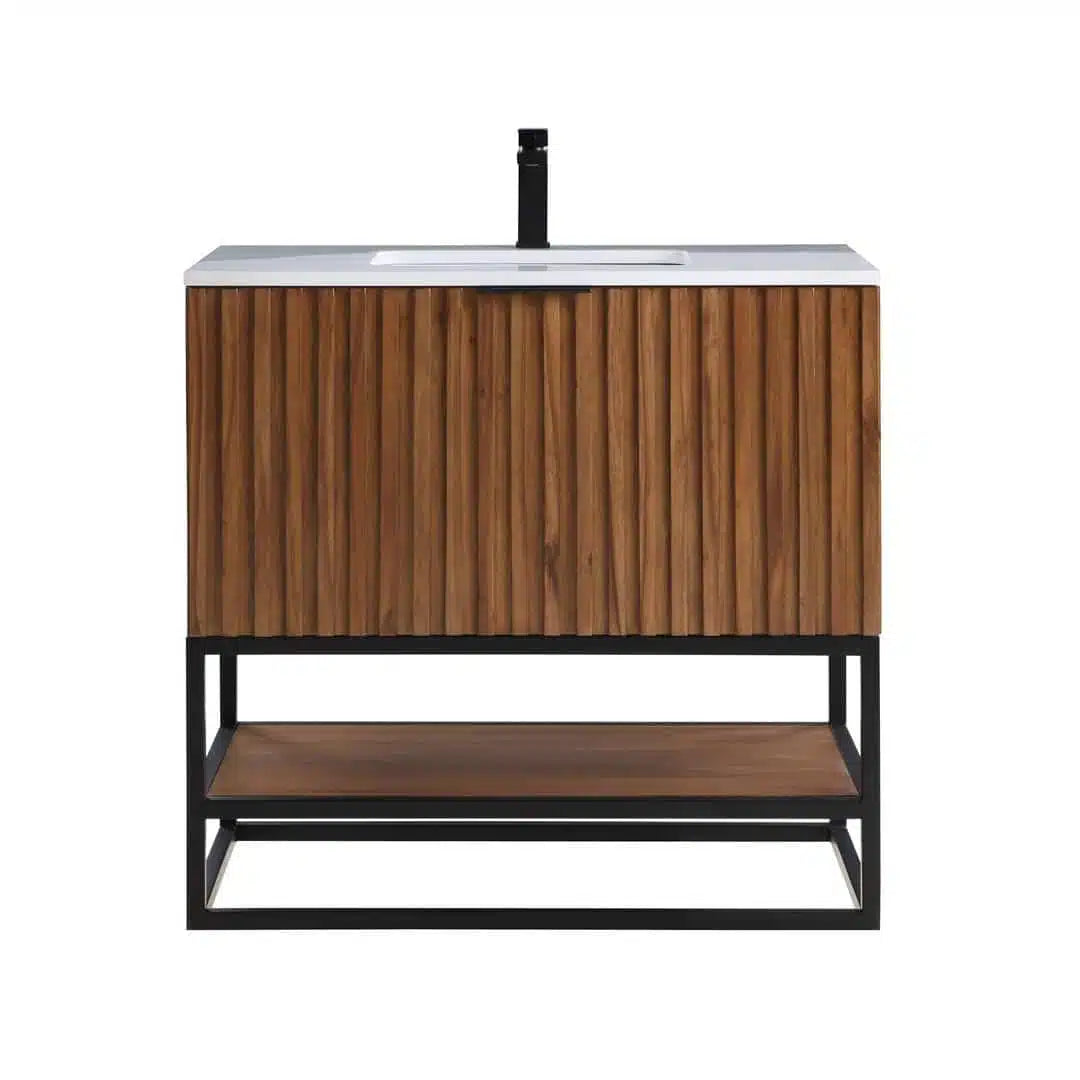 white quartz vanity