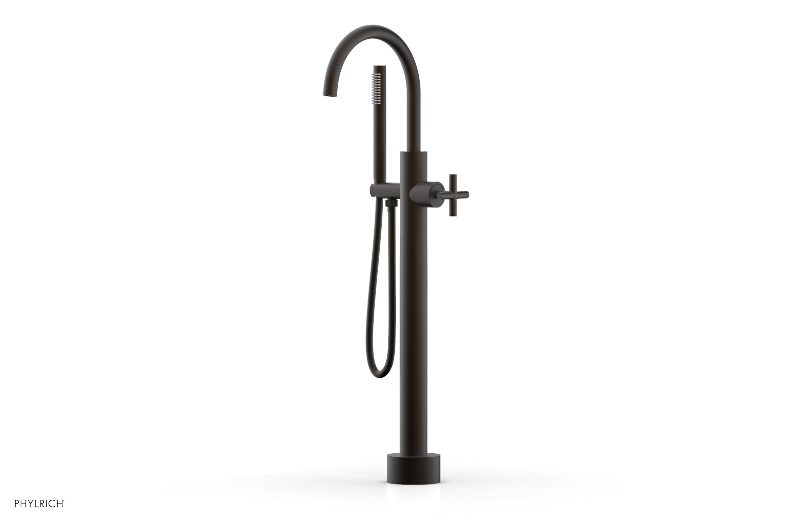 Phylrich TRANSITION Low Floor Mount Tub Filler - Cross Handle with Hand Shower