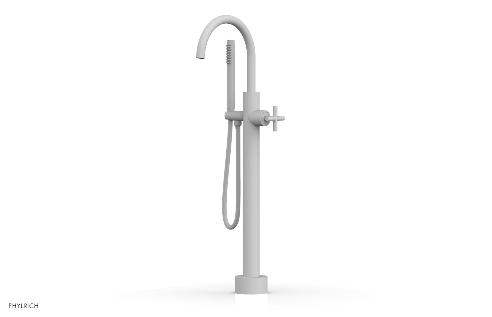 Phylrich TRANSITION Low Floor Mount Tub Filler - Cross Handle with Hand Shower