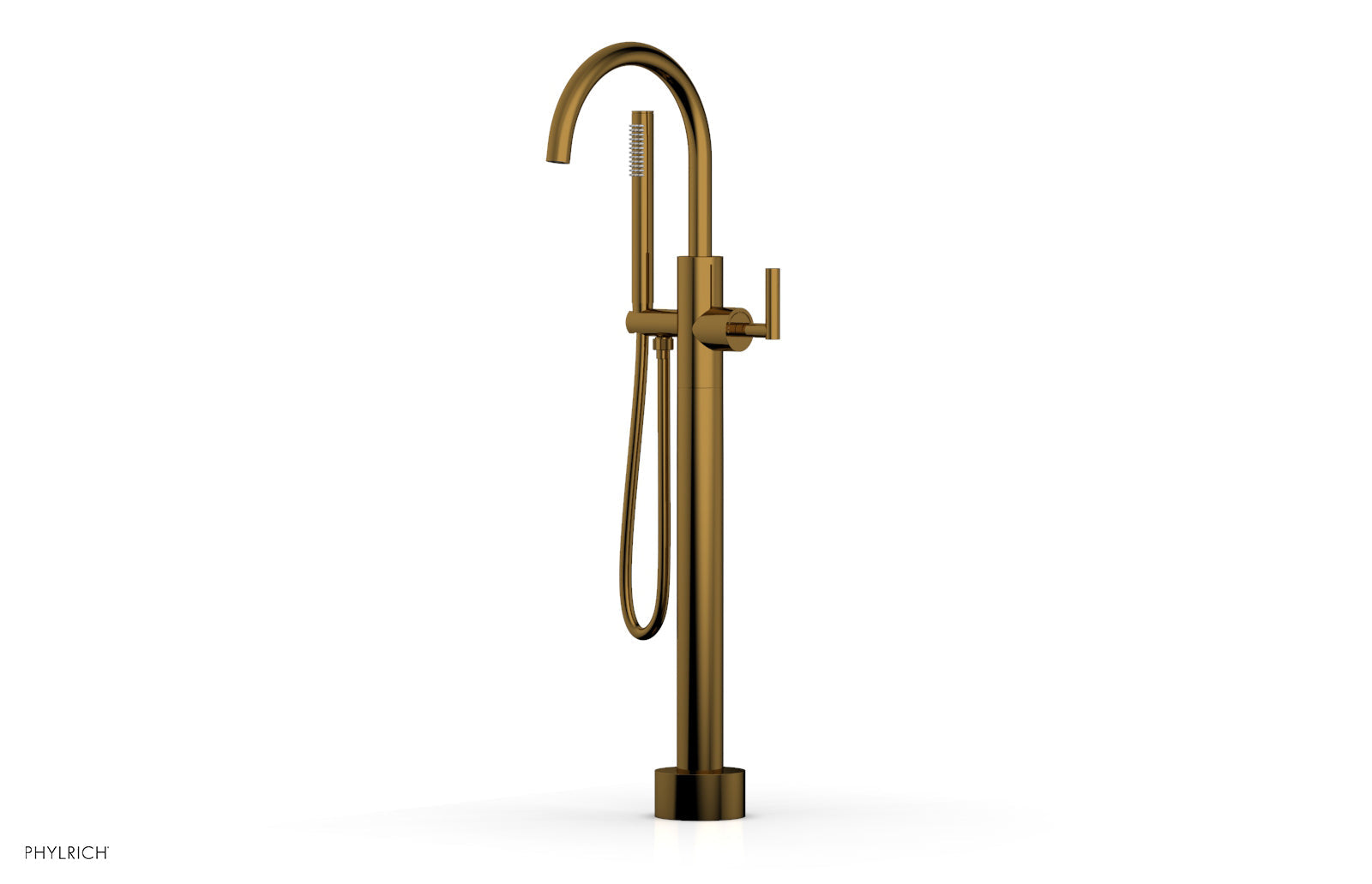 Phylrich TRANSITION Low Floor Mount Tub Filler - Lever Handle with Hand Shower