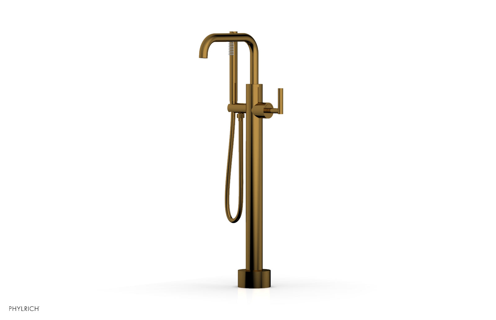 Phylrich TRANSITION Low Floor Mount Tub Filler - Lever Handle with Hand Shower