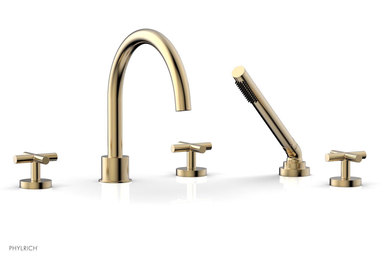 Phylrich TRANSITION Deck Tub Set with Hand Shower - Cross Handles
