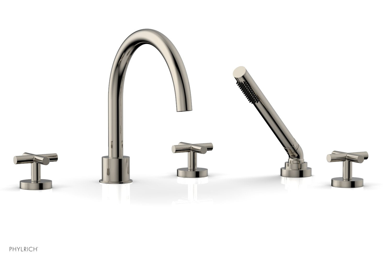 Phylrich TRANSITION Deck Tub Set with Hand Shower - Cross Handles