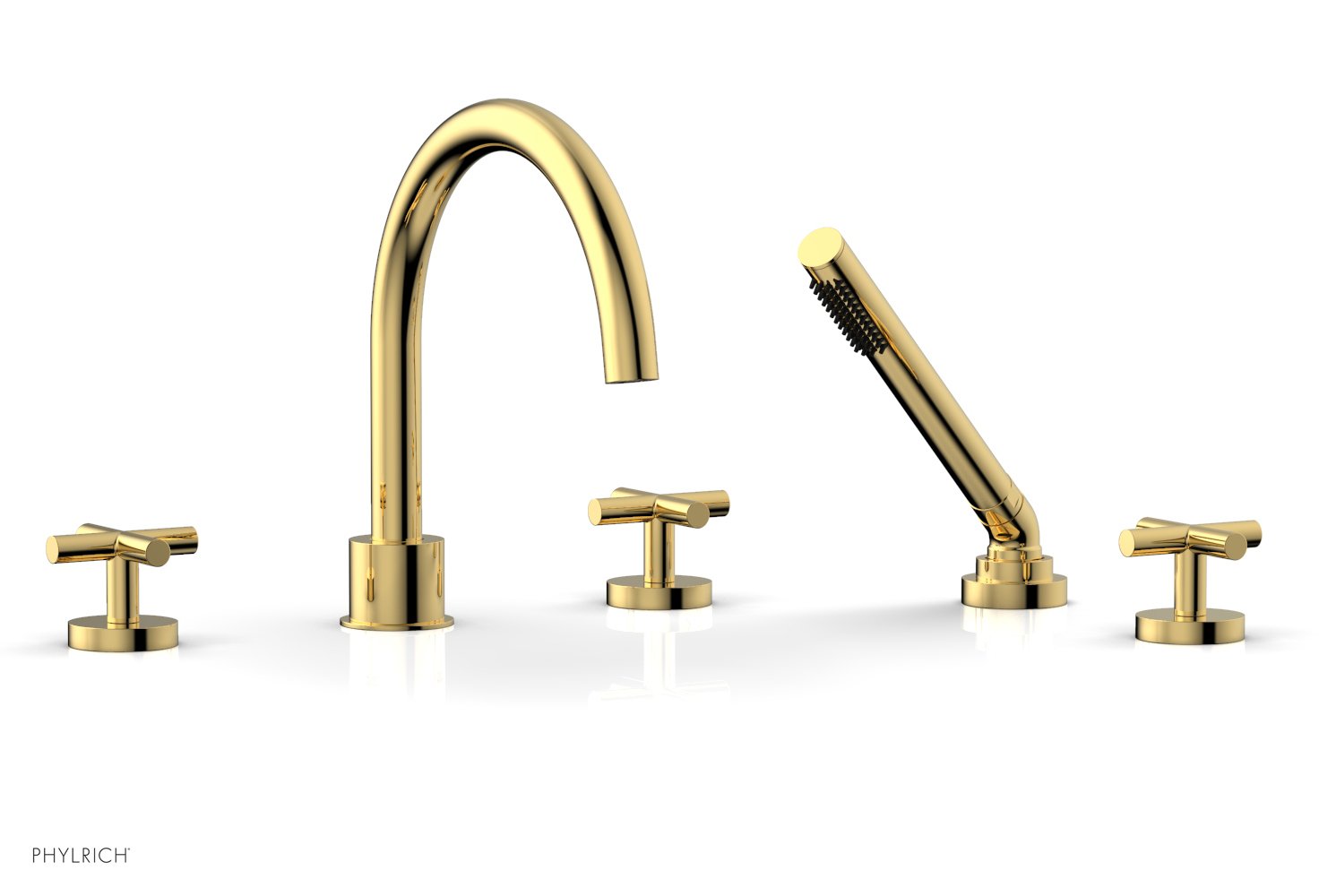 Phylrich TRANSITION Deck Tub Set with Hand Shower - Cross Handles