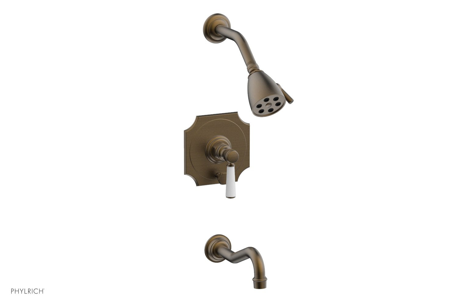 Phylrich HENRI Pressure Balance Tub and Shower Set - Satin White Lever Handle
