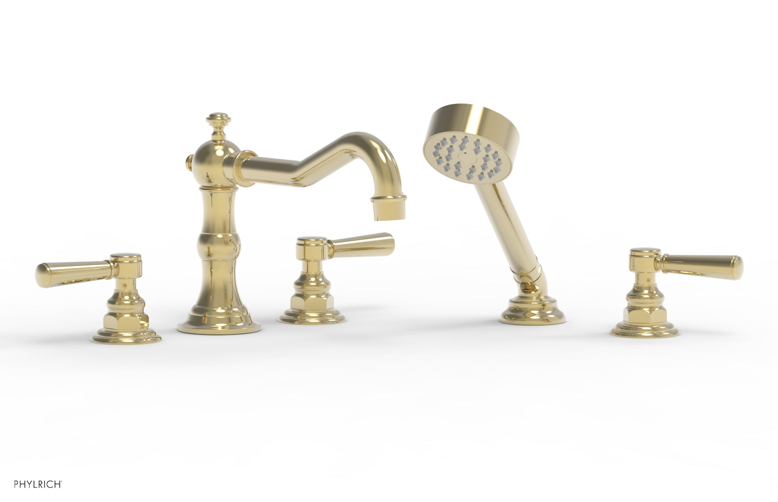 Phylrich HENRI Deck Tub Set with Hand Shower with Lever Handles